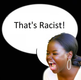 Black Woman Crying Racism In Word Bubble. Chinonye Chukwu