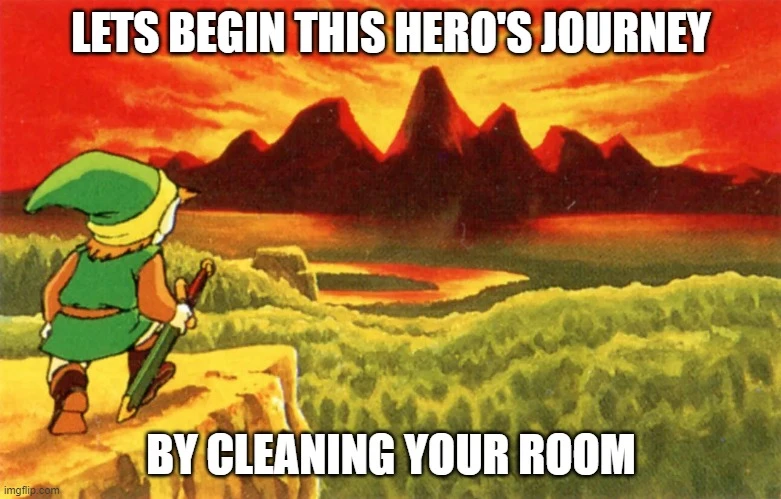 clean your room meme legend of zelda link memes hero's journey